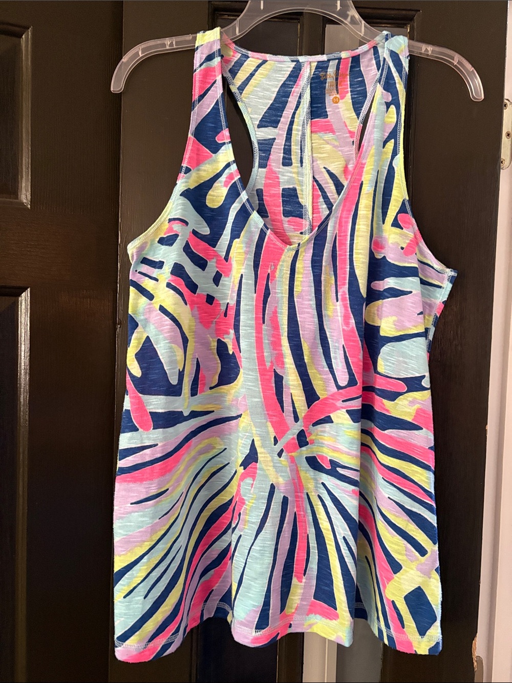 Lilly Pulitzer Navy, Pink & Yellow Printed Racerback Tank